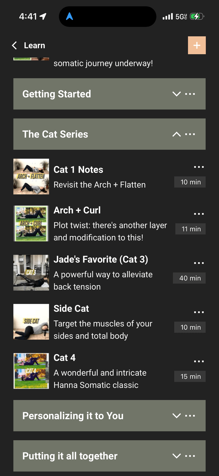 The Finger Trap Method app, Cat Series module list